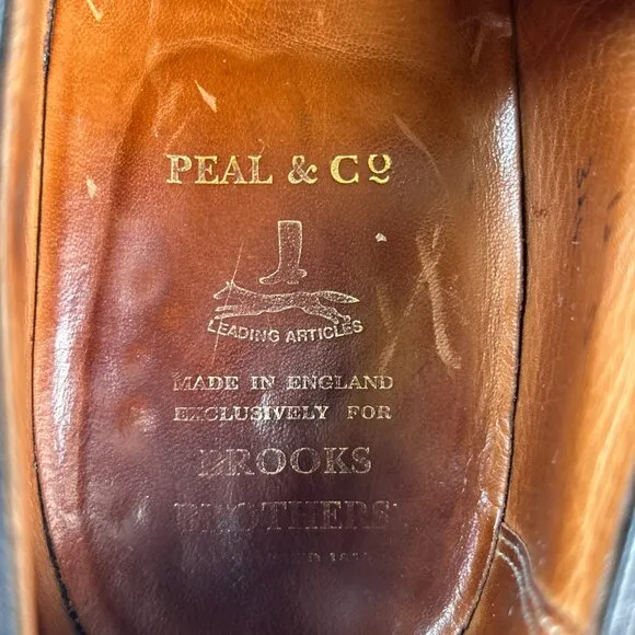 Brooks Brothers Peal &amp; Co C&amp;J Oxford Shoes Mens 12D Dress Cap Toe Black Leather