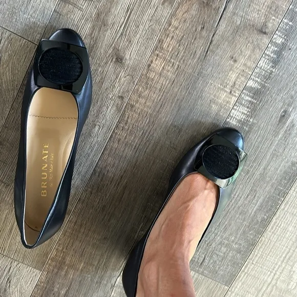 BRUNATE black short block heel shoes size 36