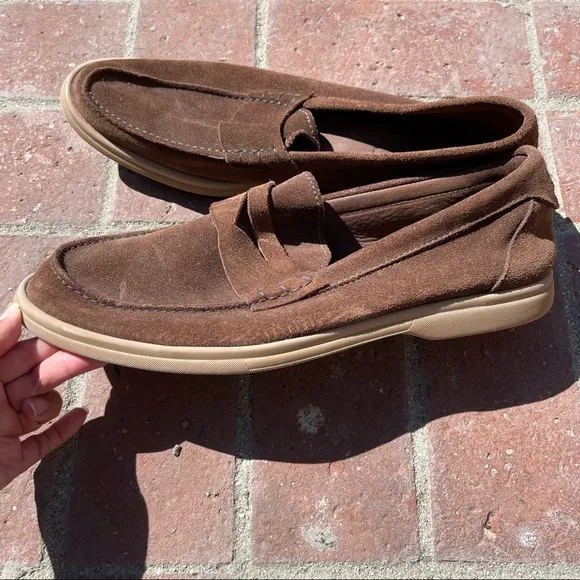 Brunello Cucinelli Brown Suede Penny Loafers/ Drivers size 45