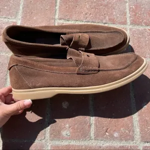 Brunello Cucinelli Brown Suede Penny Loafers/ Drivers size 45