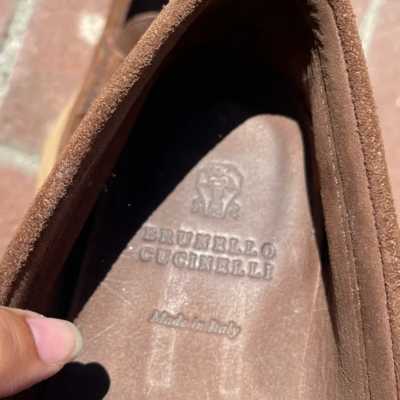 Brunello Cucinelli Brown Suede Penny Loafers/ Drivers size 45