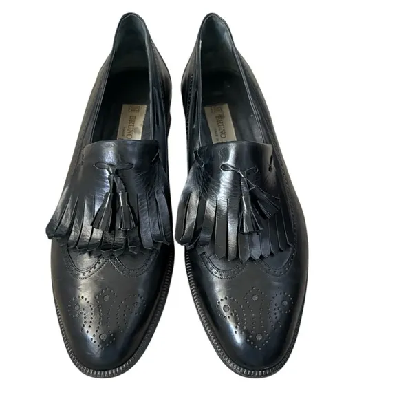 Bruno Magli Handmade in Italy Leather Wingtip Tassel Classic Loafers Size 9.5 N