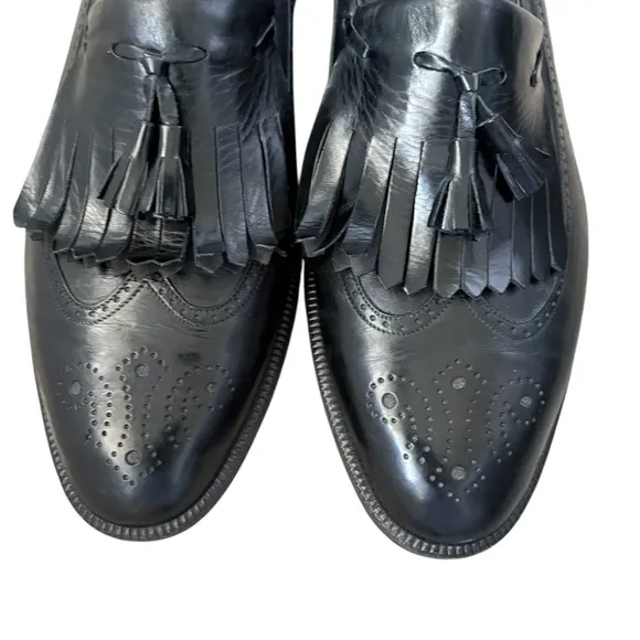 Bruno Magli Handmade in Italy Leather Wingtip Tassel Classic Loafers Size 9.5 N