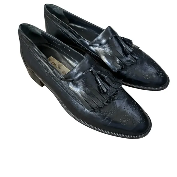 Bruno Magli Handmade in Italy Leather Wingtip Tassel Classic Loafers Size 9.5 N
