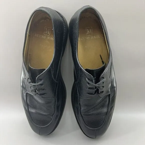 Bruno Magli Men Size 11 Shoes Black Leather Split Toe Oxford Made In Bologna