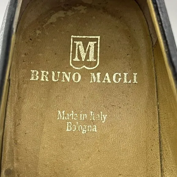 Bruno Magli Men Size 11 Shoes Black Leather Split Toe Oxford Made In Bologna
