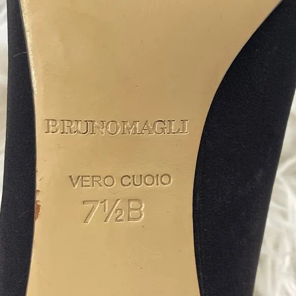 Bruno Magli Novati Navy Blue Microfiber Women's Stiletto Peep Toe Pumps Size 7.5