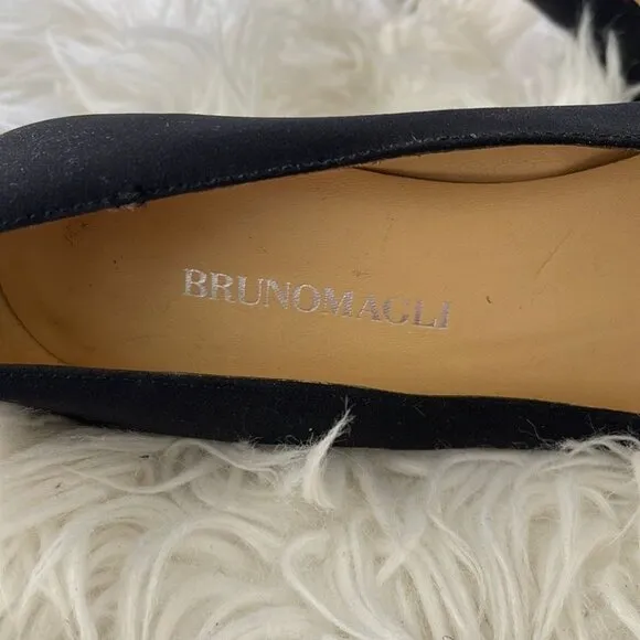 Bruno Magli Novati Navy Blue Microfiber Women's Stiletto Peep Toe Pumps Size 7.5