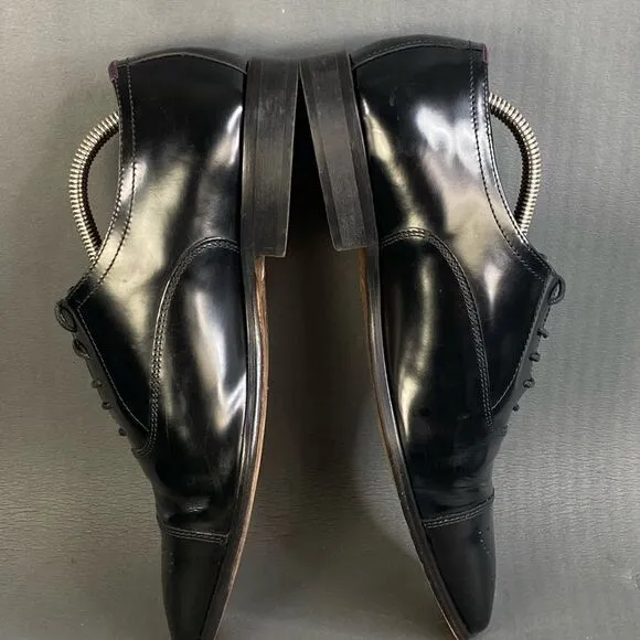 Bruno Magli Varese Cap Toe BLACK Leather shoes Hand Made in Italy Men's 8
