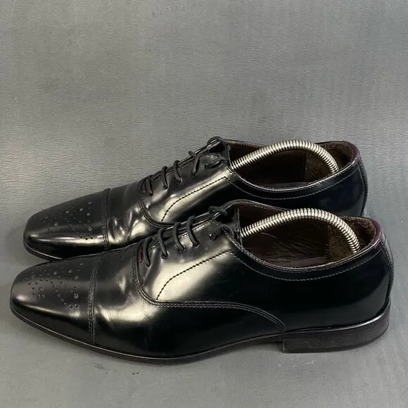 Bruno Magli Varese Cap Toe BLACK Leather shoes Hand Made in Italy Men's 8