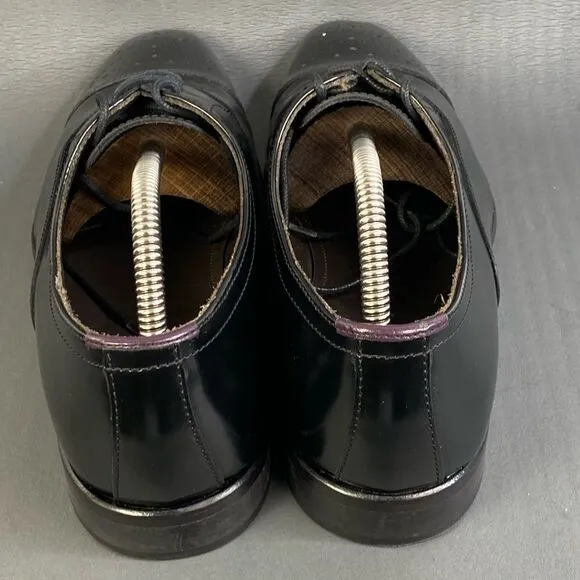 Bruno Magli Varese Cap Toe BLACK Leather shoes Hand Made in Italy Men's 8
