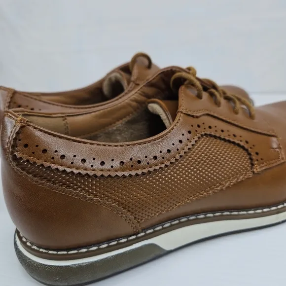 Bruno Marc Mens Oxford Dress Shoes Lace Up Cognac Brown Size 6 Unisex Prom Party