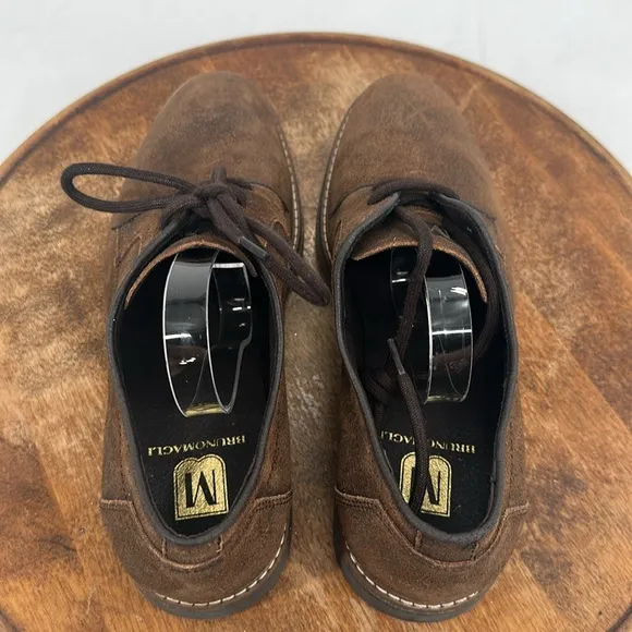 Brunomagli Shoes Mens 7 M Brown Leather Nubuck Lace Up Oxford Loafer Dress