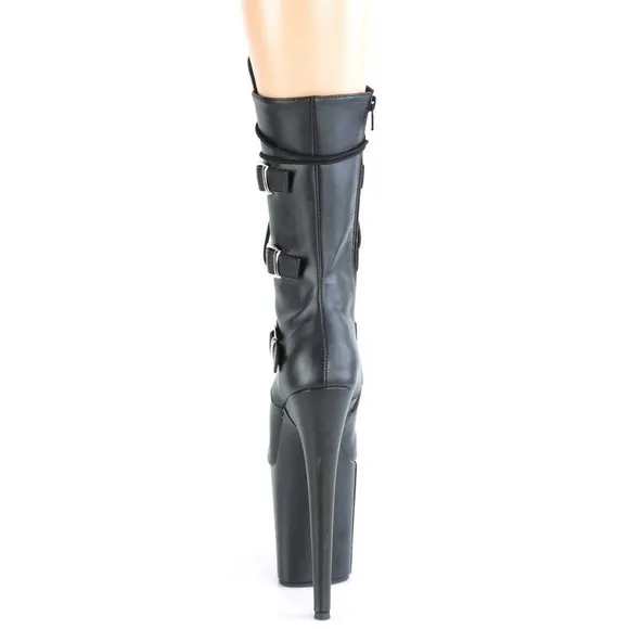 Buckle Lace Up High Heel Platform Boots