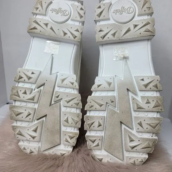 Buffalo Aspha Vegan Leather White Lace Platform Sneaker Boots Size 10.5