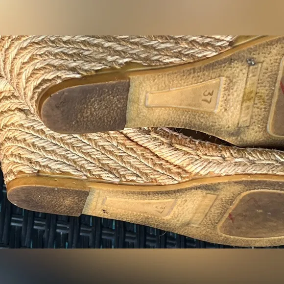 Burberry Beige Check Espadrille Wedge Sandals
