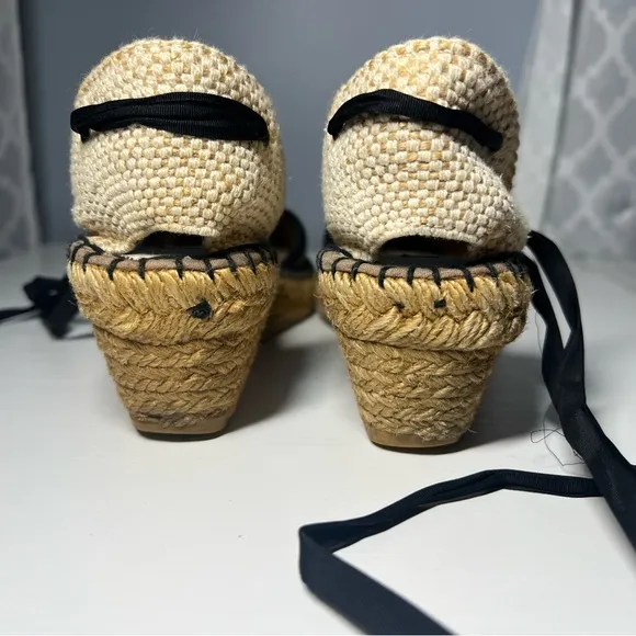 Burberry Black and Tan Espadrille Sandals