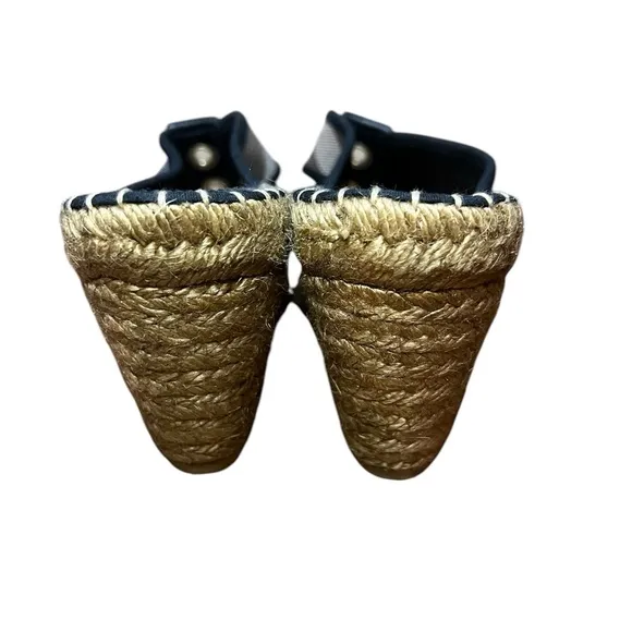 BURBERRY Black and Tan Signature plaid Wedge Espadrille Sandals ❤️🤎🖤