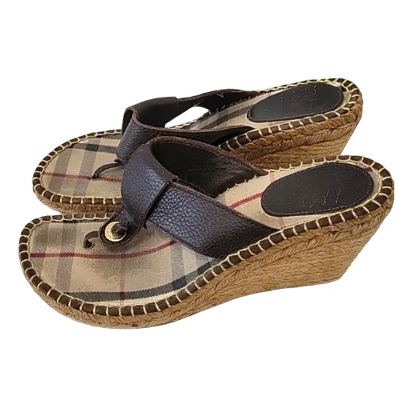 Burberry leather thong espadrille sandals women's size 39