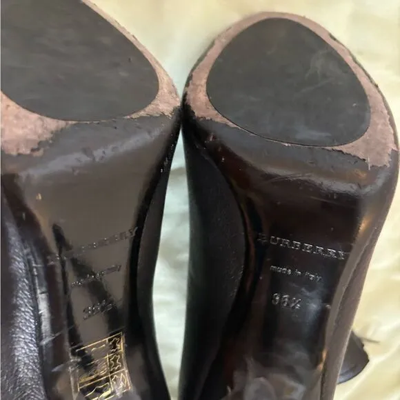Burberry peep toe ankle bootie open toe dress shoes ankle boots zipper heels
