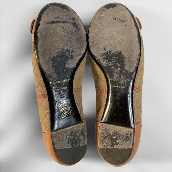 Burberry Quilted Novacheck Canvas with Leather Buckle Flat Shoes Size 39
