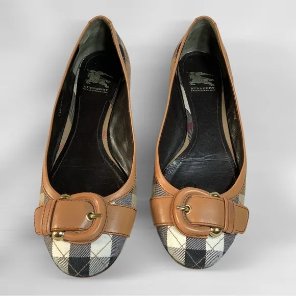Burberry Quilted Novacheck Canvas with Leather Buckle Flat Shoes Size 39