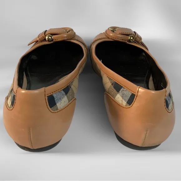 Burberry Quilted Novacheck Canvas with Leather Buckle Flat Shoes Size 39