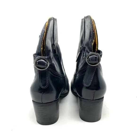 Bussola Boots Womens Woodville Western Ankle Booties Black Leather