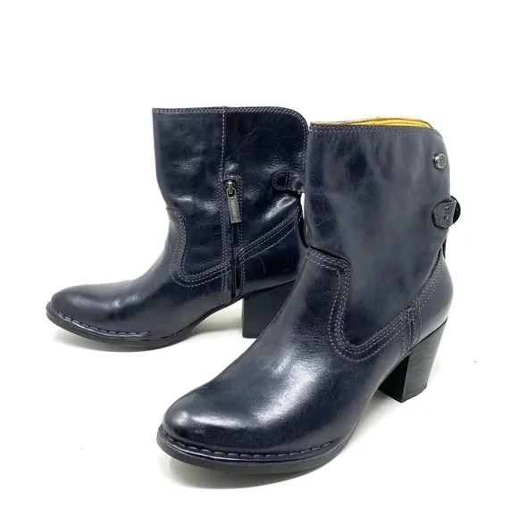 Bussola Boots Womens Woodville Western Ankle Booties Black Leather