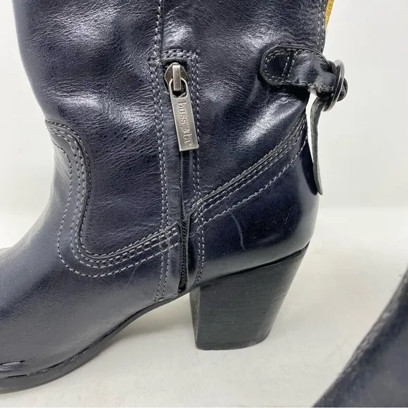 Bussola Boots Womens Woodville Western Ankle Booties Black Leather