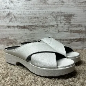 By Far Iggy Mules cross-front platform sandals in white leather
