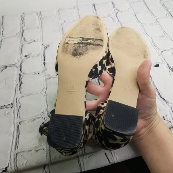 Cabi Kiki Leopard nimal print ankle strap block heels