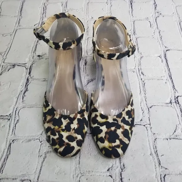 Cabi Kiki Leopard nimal print ankle strap block heels