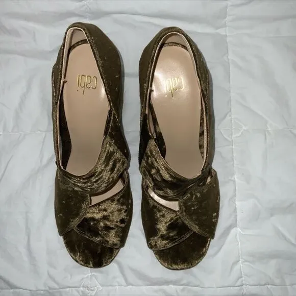 Cabi Interlock Chunky Block Heels Green Shoes size 7