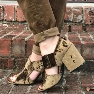 Cabi Interlock Chunky Block Heels Green Shoes size 7
