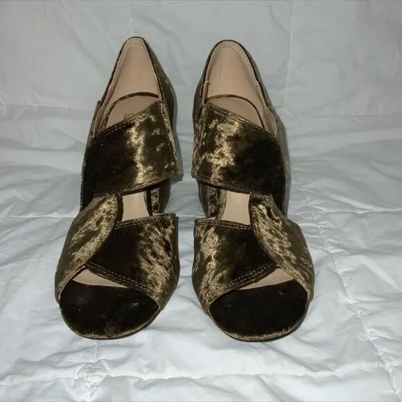 Cabi Interlock Chunky Block Heels Green Shoes size 7