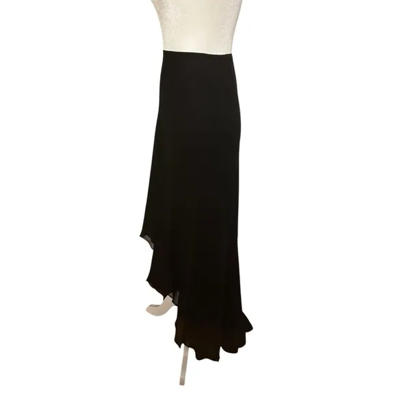 Cache high low Maxi Skirt 100 %SILK black sheer whimsigoth witchy womens size 8