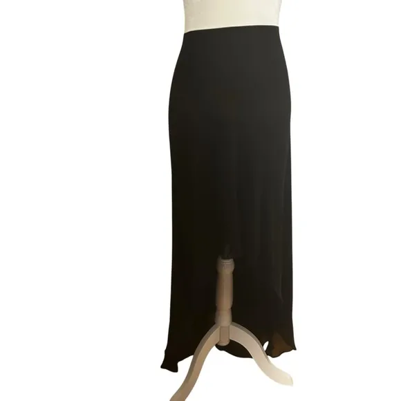 Cache high low Maxi Skirt 100 %SILK black sheer whimsigoth witchy womens size 8