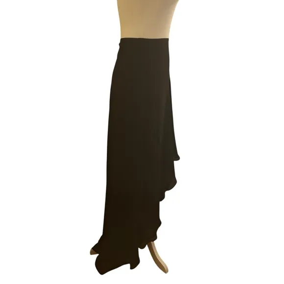 Cache high low Maxi Skirt 100 %SILK black sheer whimsigoth witchy womens size 8