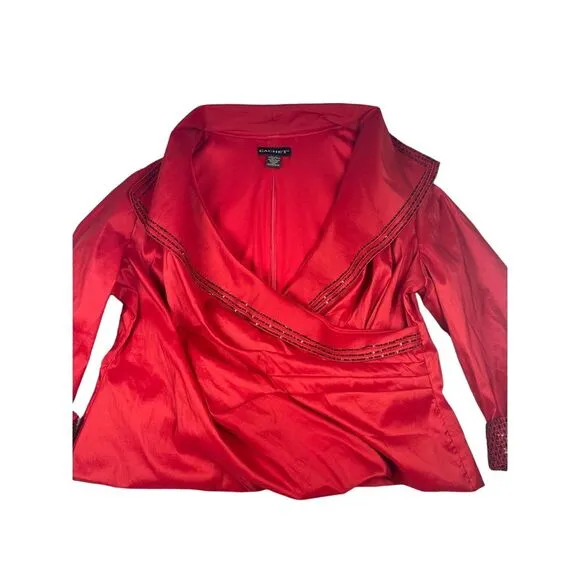 Cache Women's Holiday event dress jacket blazer, plus sz 22W, bright red, sequin