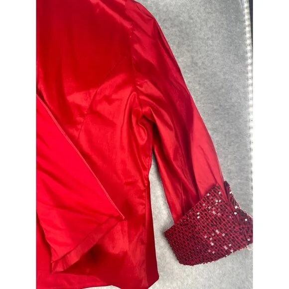 Cache Women's Holiday event dress jacket blazer, plus sz 22W, bright red, sequin
