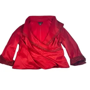 Cache Women's Holiday event dress jacket blazer, plus sz 22W, bright red, sequin
