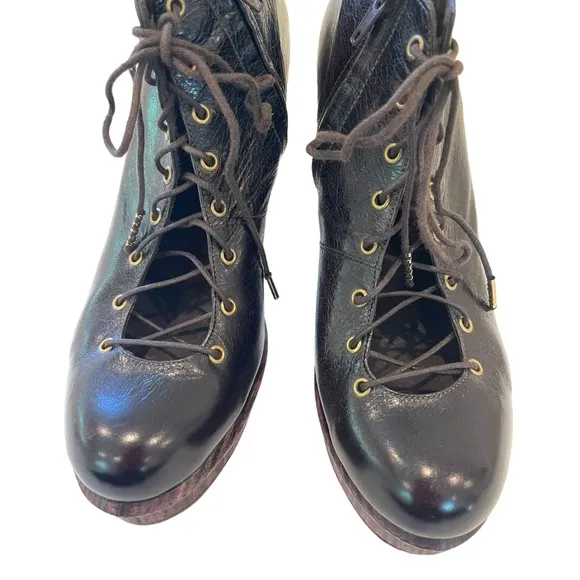Calleen Cordero Tigo Leather and Wood Platform Boot