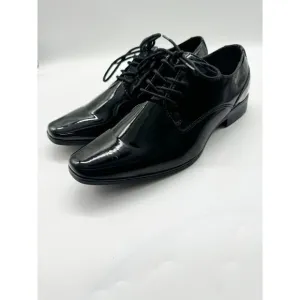 Calvin Klein Brodie Square Toe Black Patent Oxfords Dress Shoes Mens Size 8.5