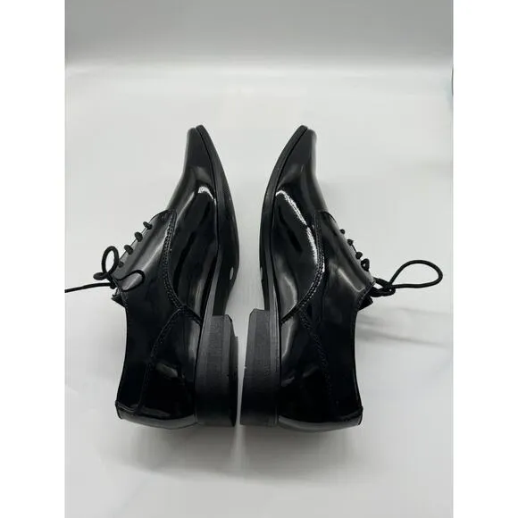 Calvin Klein Brodie Square Toe Black Patent Oxfords Dress Shoes Mens Size 8.5