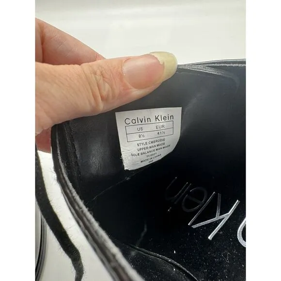 Calvin Klein Brodie Square Toe Black Patent Oxfords Dress Shoes Mens Size 8.5