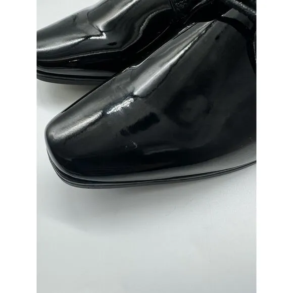 Calvin Klein Brodie Square Toe Black Patent Oxfords Dress Shoes Mens Size 8.5