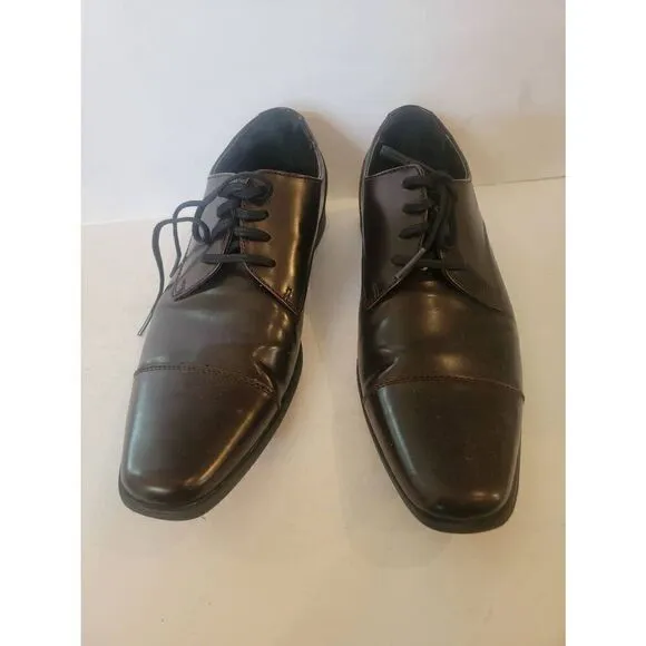 Calvin Klein Men's Brown Leather Lace Up Oxford Dress Shoes Size 8.5