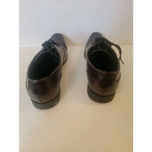 Calvin Klein Men's Brown Leather Lace Up Oxford Dress Shoes Size 8.5