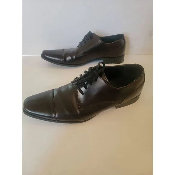 Calvin Klein Men's Brown Leather Lace Up Oxford Dress Shoes Size 8.5